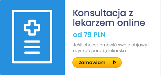 Baner z ikoną recepty i napisami konsultacja z lekarzem online od 79PLN, wybierz teraz